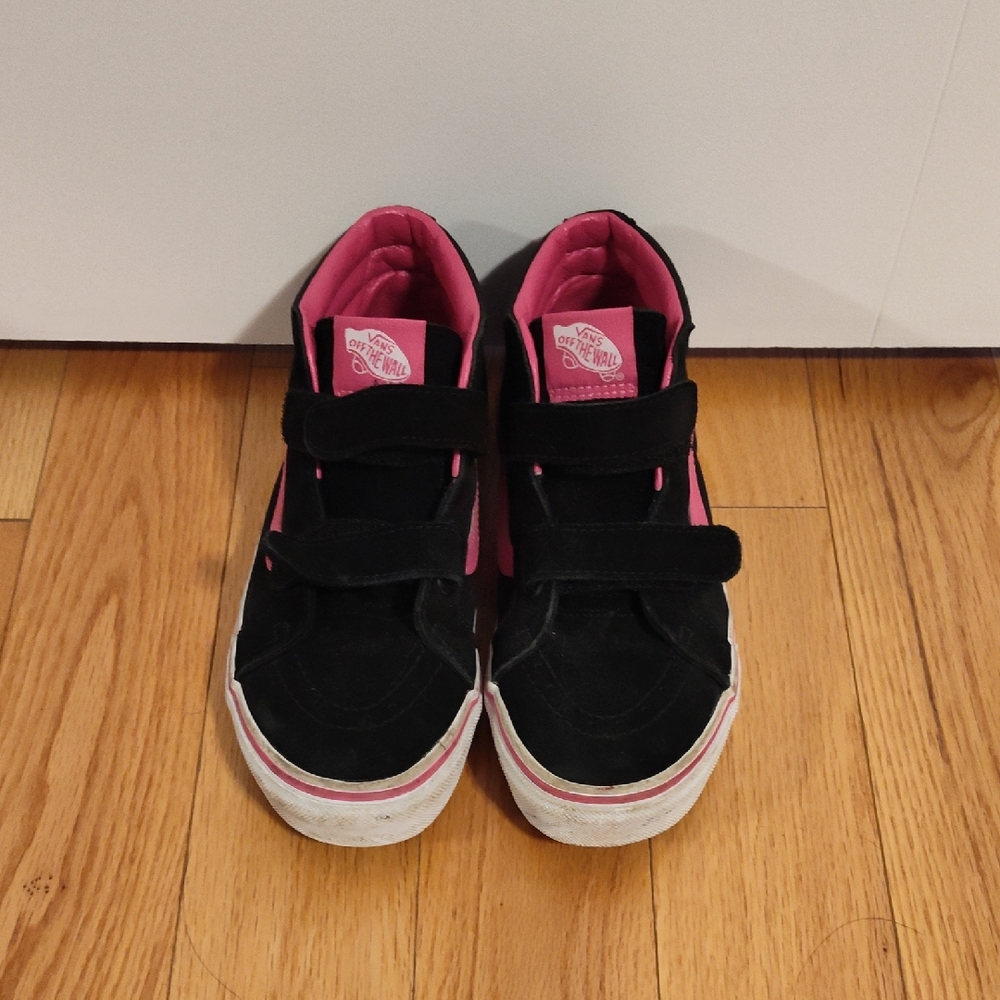 Vans Kids Black and Pink Sneakers